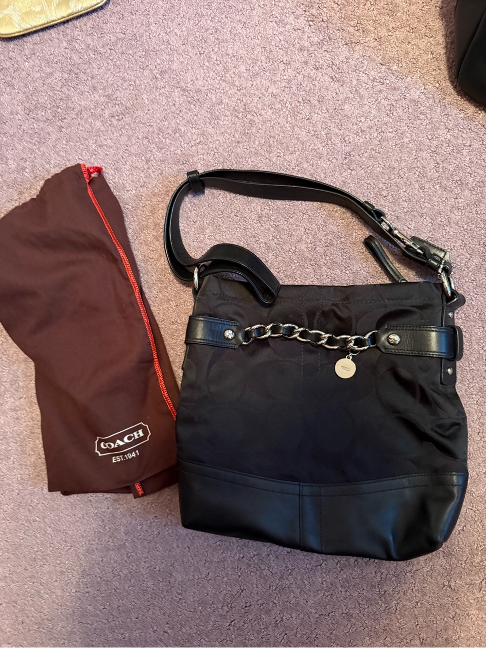 Coach Black Signature Chain Shoulder Tote